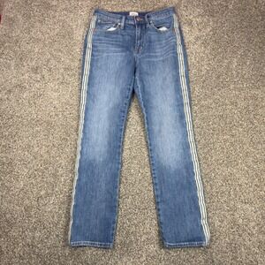 J.Crew Slim Boyfriend Jeans Blue Denim Side Stripe Metallic Silver Womens 24